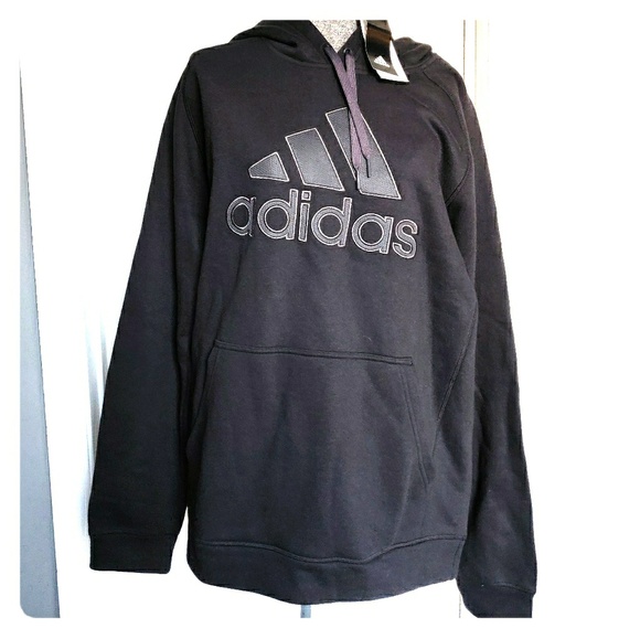 adidas Other - NWT Adidas Black & Gray Logo Hoodie Sweatshirt L